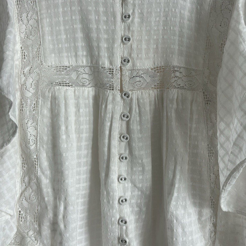 White Ruffled Button Down - Picture 2 of 4